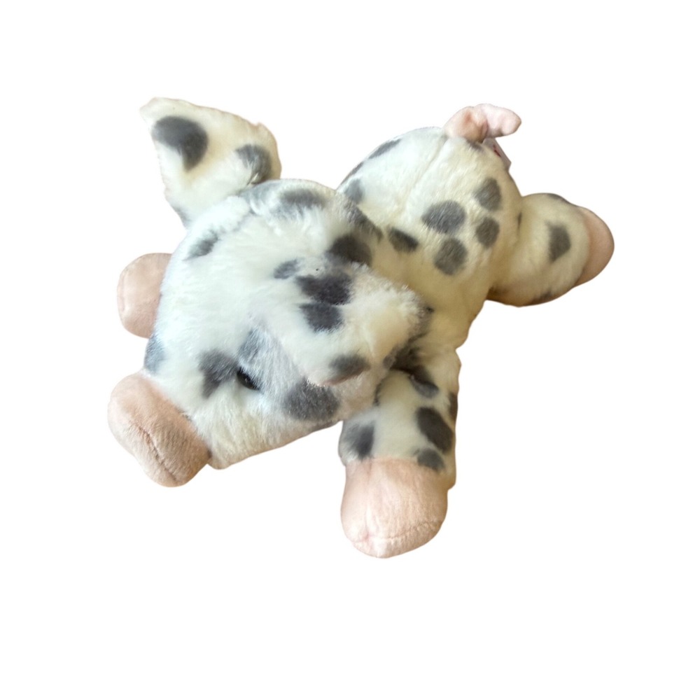 Aurora spotted grey and white Flopsie pig small plush stuffed animal
